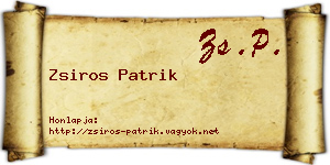 Zsiros Patrik névjegykártya